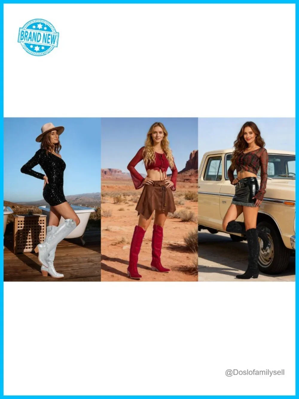Rhinestone Cowboy Boots, Sparkly Over the Knee Cowgirl Boots, Pointed Toe Knee